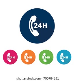 Contact and phone call. Flat design. Icon set.