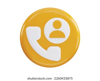 Contact phone call and user with 3d vector icon illustration