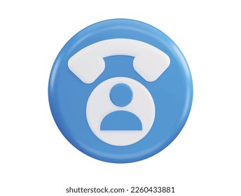 Llamada telefónica de contacto y usuario con la ilustración de iconos vectoriales 3d