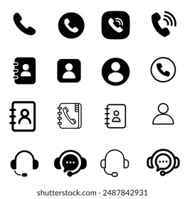 Contact and phone icon set