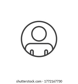 Icono de línea de perfil de contacto. signo de estilo lineal para concepto móvil y diseño web. Icono vector de contorno de contacto de usuario. Símbolo, ilustración del logotipo. Gráficos vectoriales