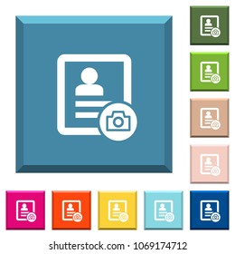 Contact profile picture white icons on edged square buttons in various trendy colors