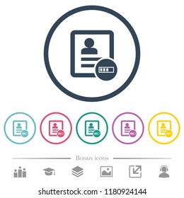 Contact progressing flat color icons in round outlines. 6 bonus icons included.