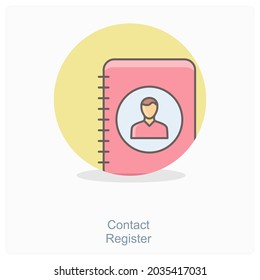 Contact Register or Book Icon Concept