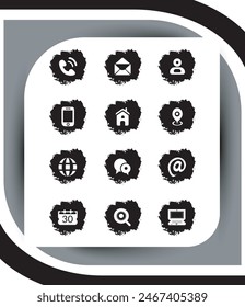 Contact related icon set, Essential Flat Stroke Circular Web Icon Set Phone Contact Location Button, Web icon, contact us icon, address, location, email, phone, Contact information symbols collection.