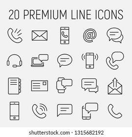 Contact related vector icon set. Well-crafted sign in thin line style with editable stroke. Vector symbols isolated on a white background. Simple pictograms