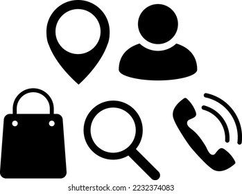 Contact relationship icon set: black and white vector