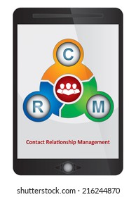 Contact Relationship Management software diagram on tablet screen