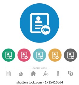 Contact reply to all flat white icons on round color backgrounds. 6 bonus icons included.