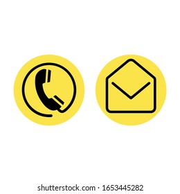 Juego de contactos: correo electrónico, sobre, iconos de teléfono. símbolo de comunicación de ilustración vectorial