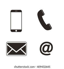 Contact set - email, envelope, phone, mobile icons