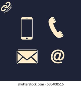 Contact set - email, envelope, phone, mobile icons