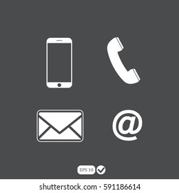 Contact Set - Email, Envelope, Phone, Mobile Icons