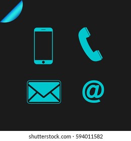 Contact set - email, envelope, phone, mobile icons