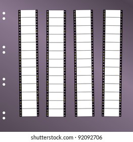 contact sheet 35 mm wide screen movie filmstrip, free space for pix, vector