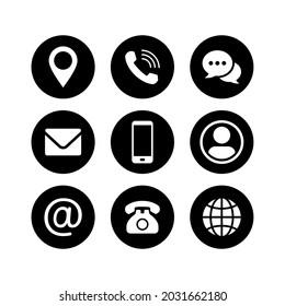 Juego de iconos de signo de contacto. Colecciones de símbolos vectores de iconos de comunicación