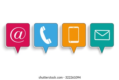 Contact speech bubbles on the white background. Eps 10 vector file.