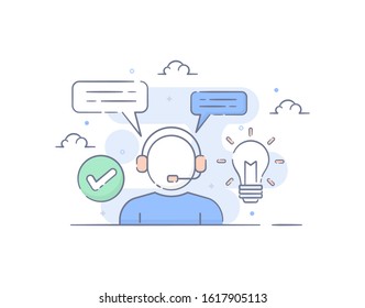 contact support. customer service. Vector illustration line filled design style. Symbol of good service	
