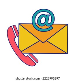 Kontaktieren Sie das Support-Symbol Flat Design Vector. E-Mail- und Telefonsymbol