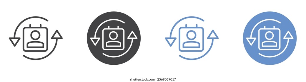 Contact sync icon vector symbol outline sign