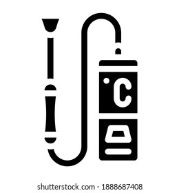 vector de icono de glifo termómetro de contacto. señal del termómetro de contacto. símbolo de contorno aislado ilustración negra