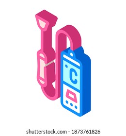 vector de icono isométrico termómetro de contacto. señal del termómetro de contacto. ilustración de símbolo aislado