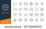 Contact thin line icons. Editable stroke. Pixel perfect.