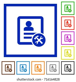 Contact tools flat color icons in square frames on white background