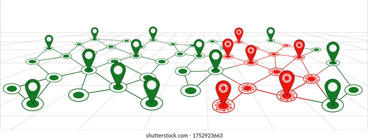 Kontaktaufzeichnungs-Wegweiser für Coronavirus covid19 Government GPS Marker-Symbol-Verfolgung von Personen, die mit Coronavirus exponiert wurden