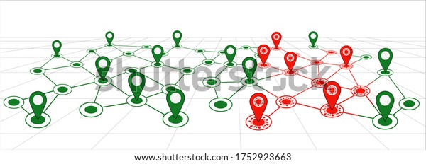 Contact tracing location route map banner\
for coronavirus covid19 government GPS marker icon tracking of\
people who have been exposed to\
coronavirus