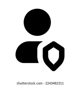 Contact under protection black glyph ui icon. Access to personal information. User interface design. Silhouette symbol on white space. Solid pictogram for web, mobile. Isolated vector illustration