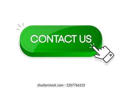 Contact Us 3d button. Mouse touched button. Vector illustration.