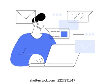 Contact us abstract concept vector illustration. Contact us web page, website UI, menu bar element, office information, telephone number, physical address, department e-mail abstract metaphor.