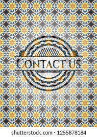 Contact us arabesque emblem. arabic decoration.