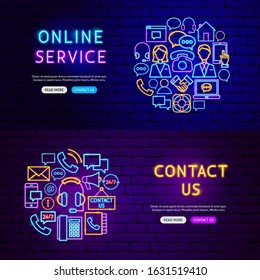 Contact Us Banners. Vector Illustration of Business Promotion.