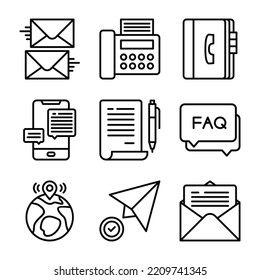 Contact us black outline icon vector