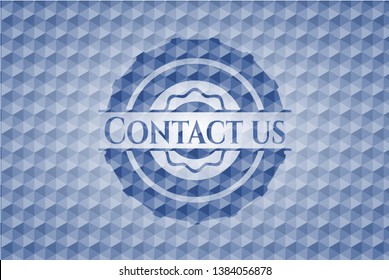 Contact us blue badge with geometric background. Vector Illustration. Detailed.