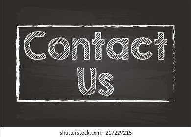 Contact Us Box Chalk Sign On Blackboard