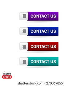 Contact us Button. Abstract beautiful text button with icon. Purple Button, Blue Button, Red Button, Green Button, Turquoise button. web design element. Call to action gray icon button