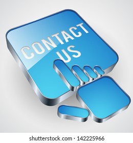 Contact us button with blue hand