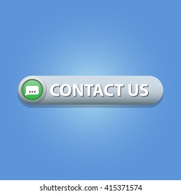 Contact Us Button on blue background. Vector illustration.