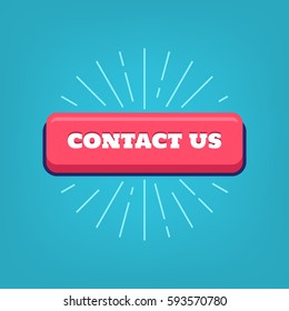 Contact us button with rays for customer support inquiry hotline. Vector.