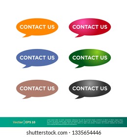 Contact Us Button Sticker Icon Vector Template Illustration Design. Vector EPS 10.