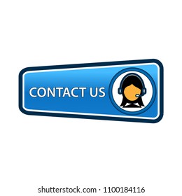 Contact us button with women icon for feedback. coordinates and address for customer support and extra information