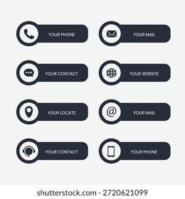 Kontaktieren Sie uns Buttons Set. Sammlung von Connect Icons.Kontaktieren Sie uns Icon-Set.Kontakt und Kommunikation Icons. Kommunikationssymbol für Gruppe.
