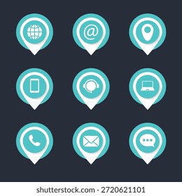 Kontaktieren Sie uns Buttons Set. Sammlung von Connect Icons.Kontaktieren Sie uns Icon-Set.Kontakt und Kommunikation Icons. Kommunikationssymbol für Gruppe.