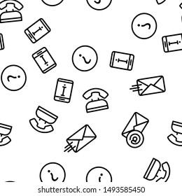 Contact Us, Call Center Vector Seamless Pattern Illustration