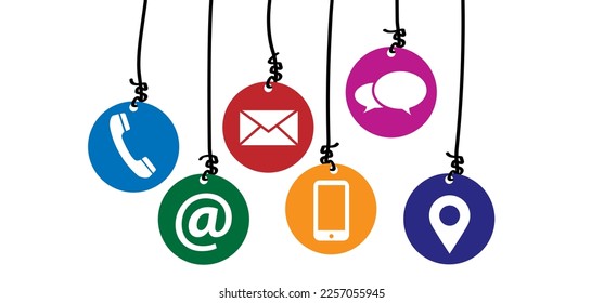 Contact us or call us symbols Social Media network icons for business communication Marketing chatting or messenger, mail, blog, chat, talk. Service icon.