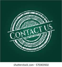 Contact us chalkboard emblem on black board