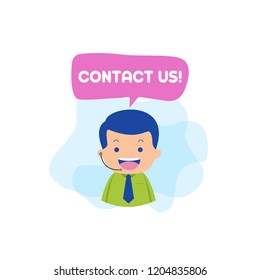 Contact us character icon vector illustration